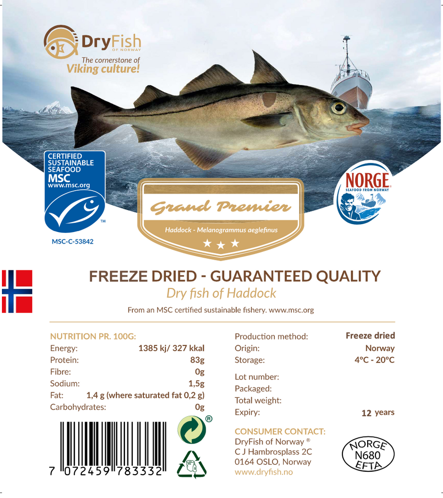 Portions d'aiglefin lyophilisées - 2 KG